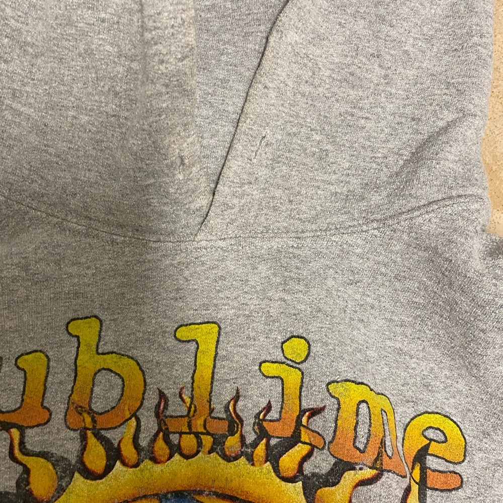 Rare Vintage Y2K Sublime Gray Hoodie SkateStyle Sk8 Small Medium Band Sun Boho - Picture 5 of 7